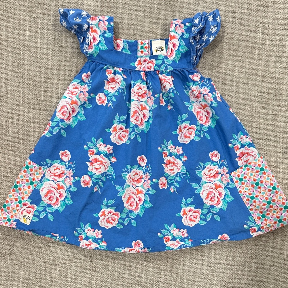 Wild Flowers Floral Blue Girls Top/Dress